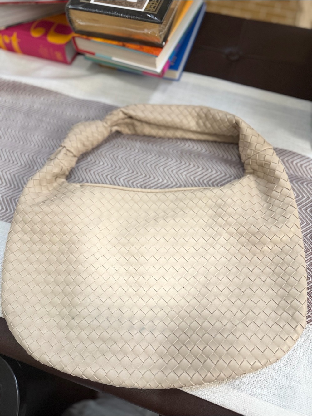 Anthropologie Woven Hobo Shoulder Bag - Cream